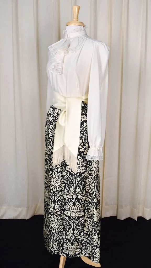 1960s Cream & Black Maxi Skirt