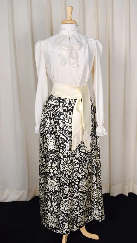 1960s Cream & Black Maxi Skirt