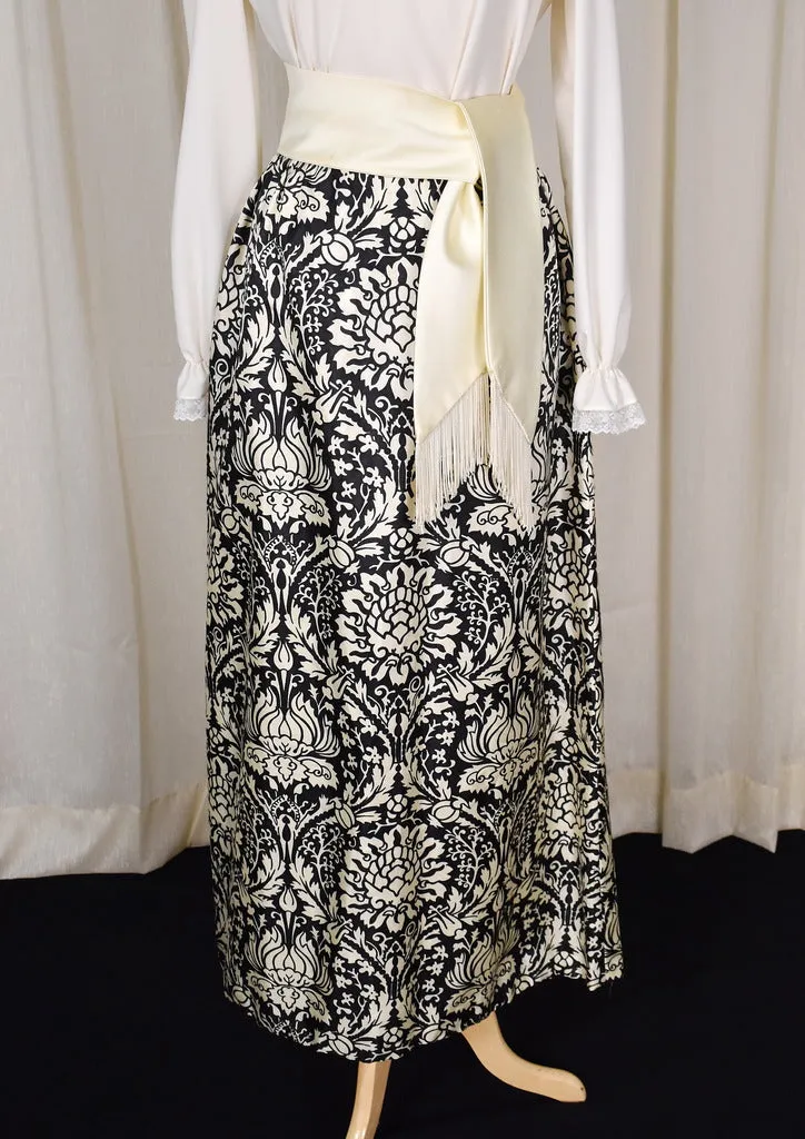 1960s Cream & Black Maxi Skirt