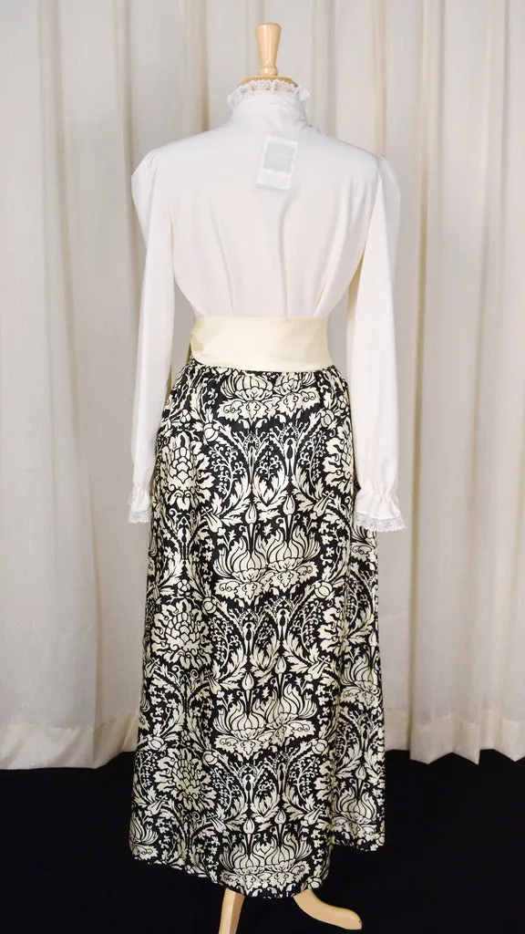 1960s Cream & Black Maxi Skirt