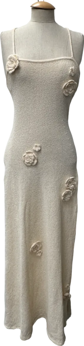 4th & Reckless Vassallo Isla Sheer Knit Maxi Beach Dress In Off White UK 8