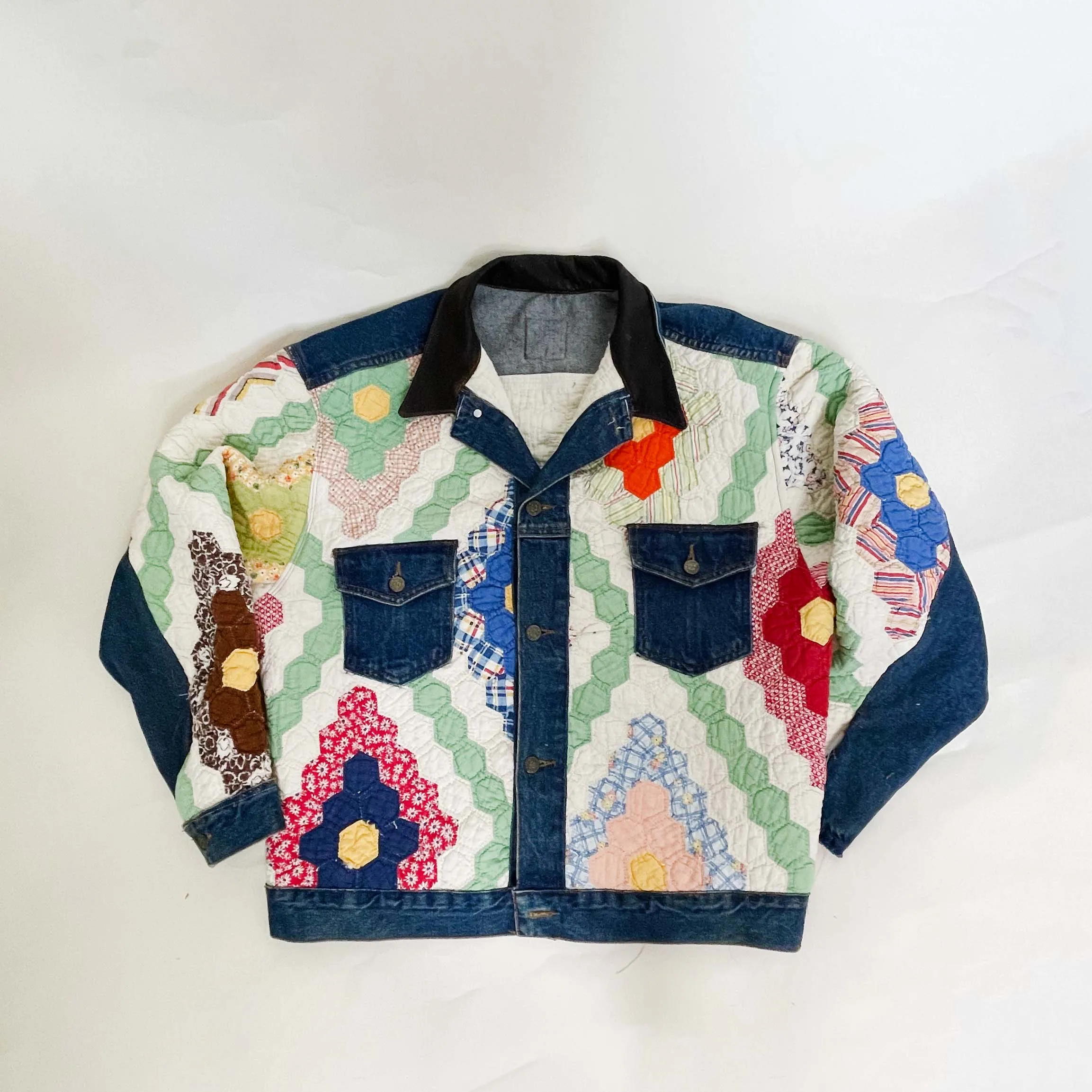 70's Quilted Patchwork Denim Jacket