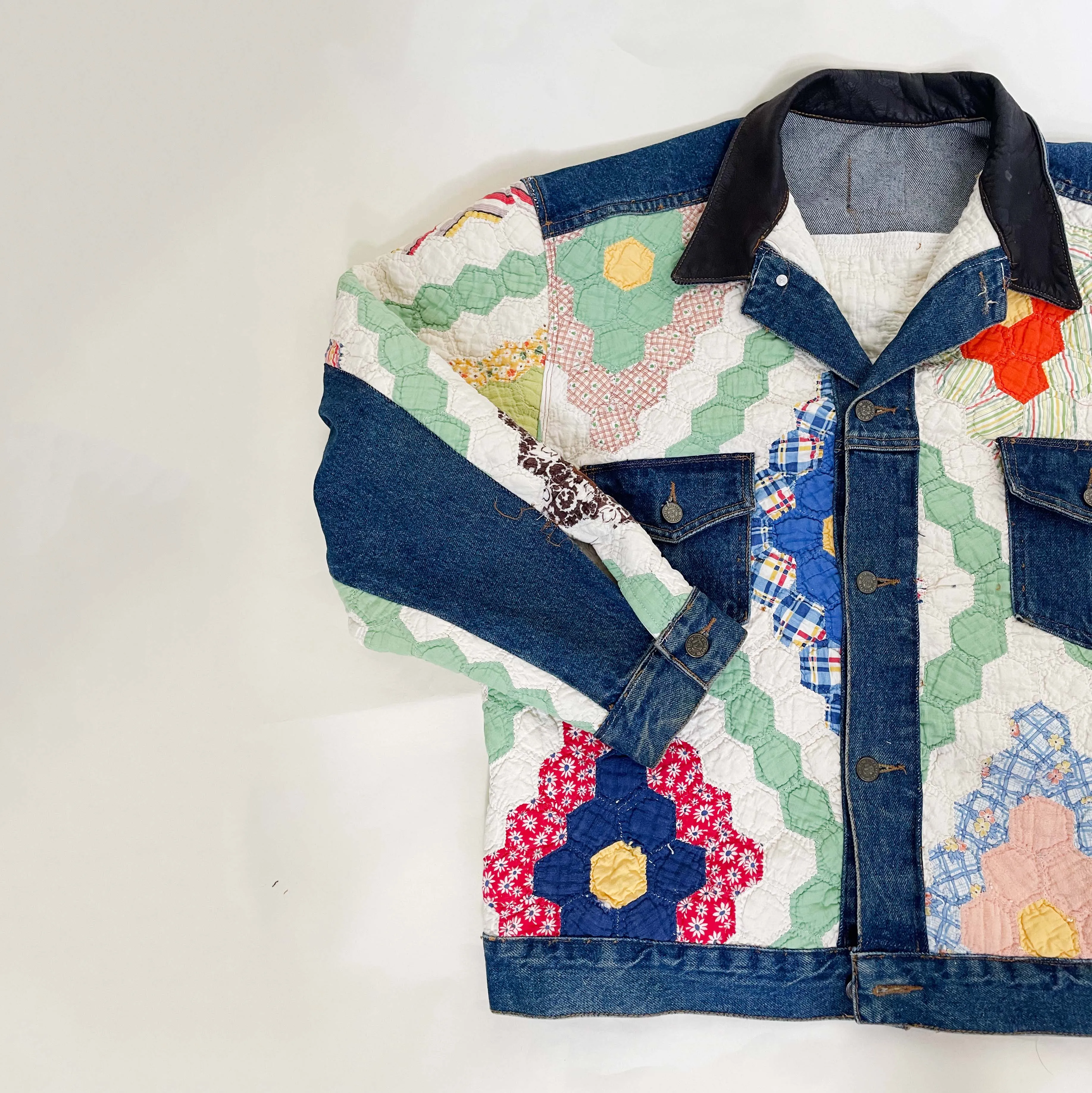 70's Quilted Patchwork Denim Jacket