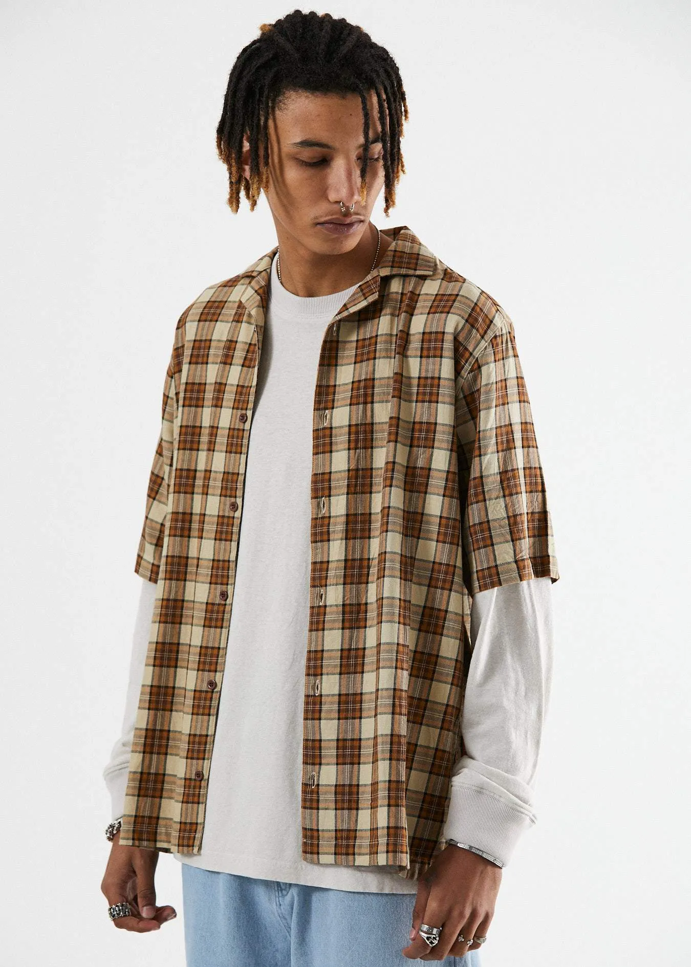 Afends Mens Nelson - Cuban Short Sleeve Shirt - Dirty Beige