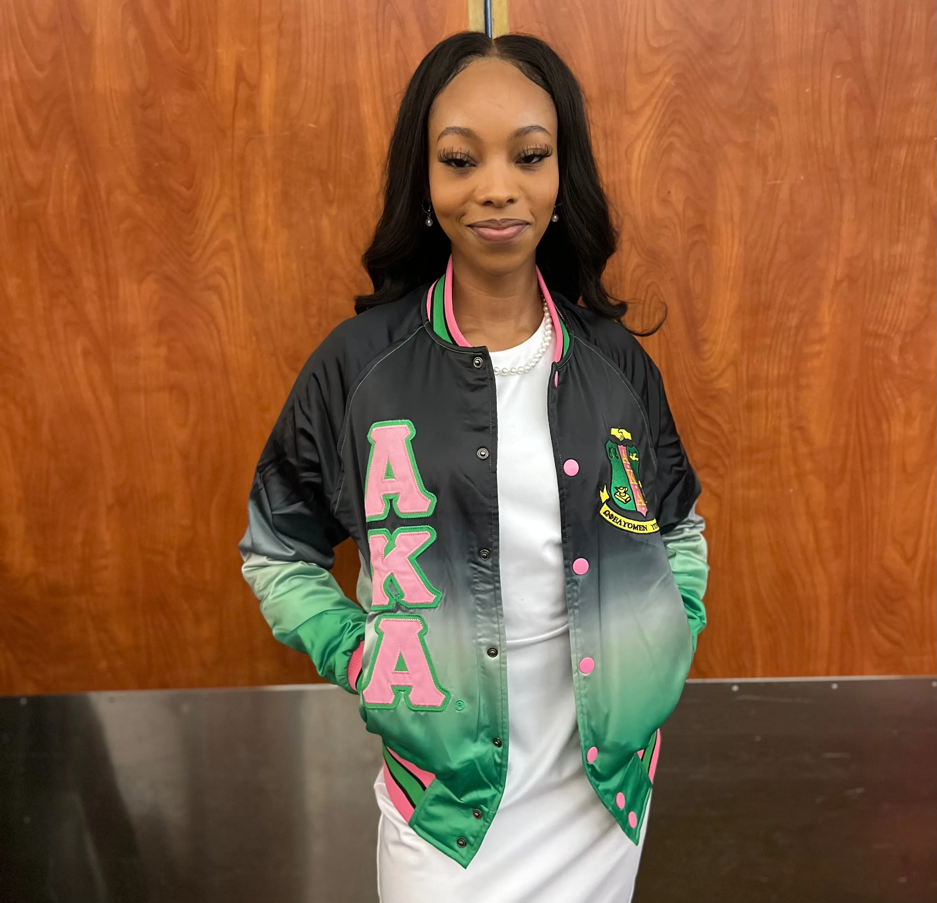 AKA Black Ombré Bomber Jacket