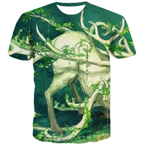 Animal T shirts Men Deer Tshirt Printed Hip Hop Tshirt Anime Plant T shirts Funny Harajuku Tshirts Cool Short Sleeve Hip hop