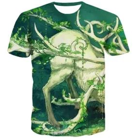 Animal T shirts Men Deer Tshirt Printed Hip Hop Tshirt Anime Plant T shirts Funny Harajuku Tshirts Cool Short Sleeve Hip hop