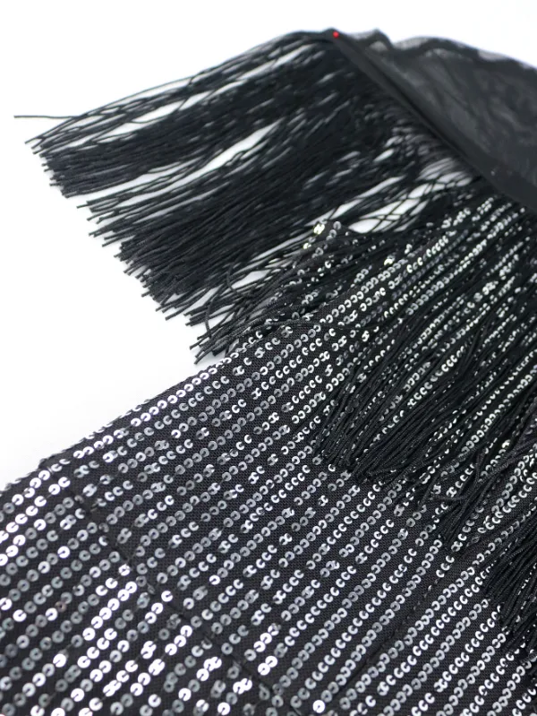 AOMEI See Through Sequin Tassel Prom Dresses