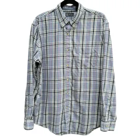 Arrow Mens Button-Down Blue Long Sleeve Plaid Flannel Outdoor Dad Shirt Medium