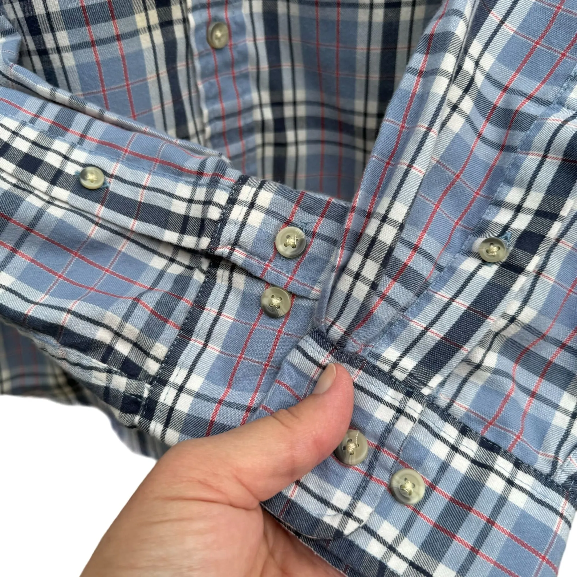 Arrow Mens Button-Down Blue Long Sleeve Plaid Flannel Outdoor Dad Shirt Medium