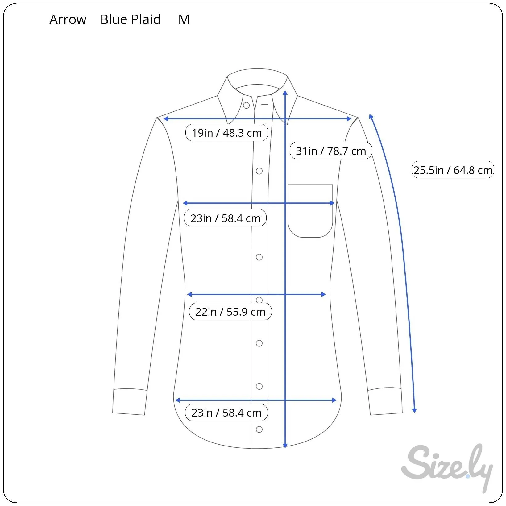 Arrow Mens Button-Down Blue Long Sleeve Plaid Flannel Outdoor Dad Shirt Medium
