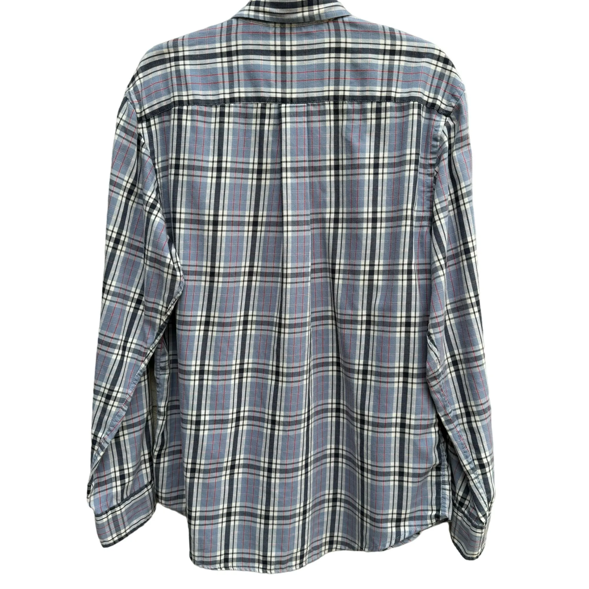 Arrow Mens Button-Down Blue Long Sleeve Plaid Flannel Outdoor Dad Shirt Medium