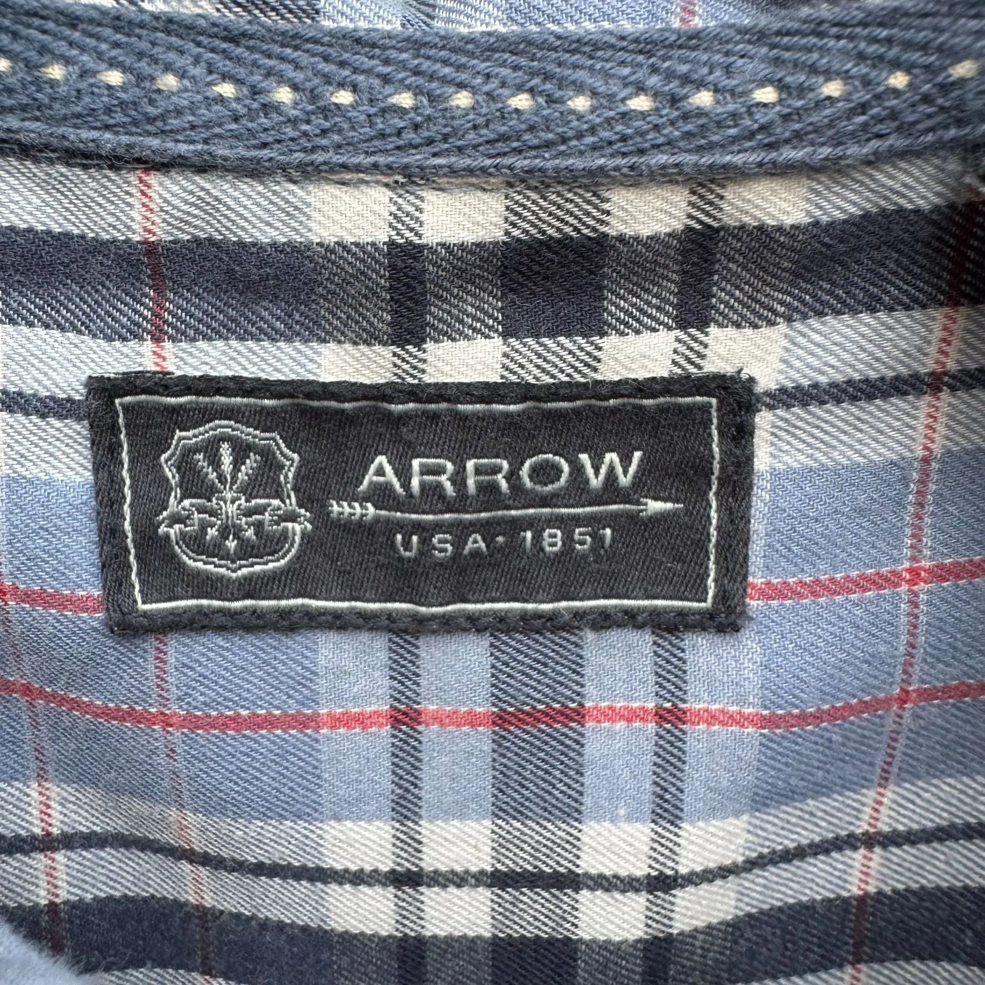 Arrow Mens Button-Down Blue Long Sleeve Plaid Flannel Outdoor Dad Shirt Medium