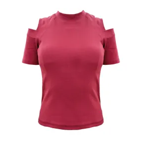 Bare Shoulder with Back Slit Short Sleeve Shirt
