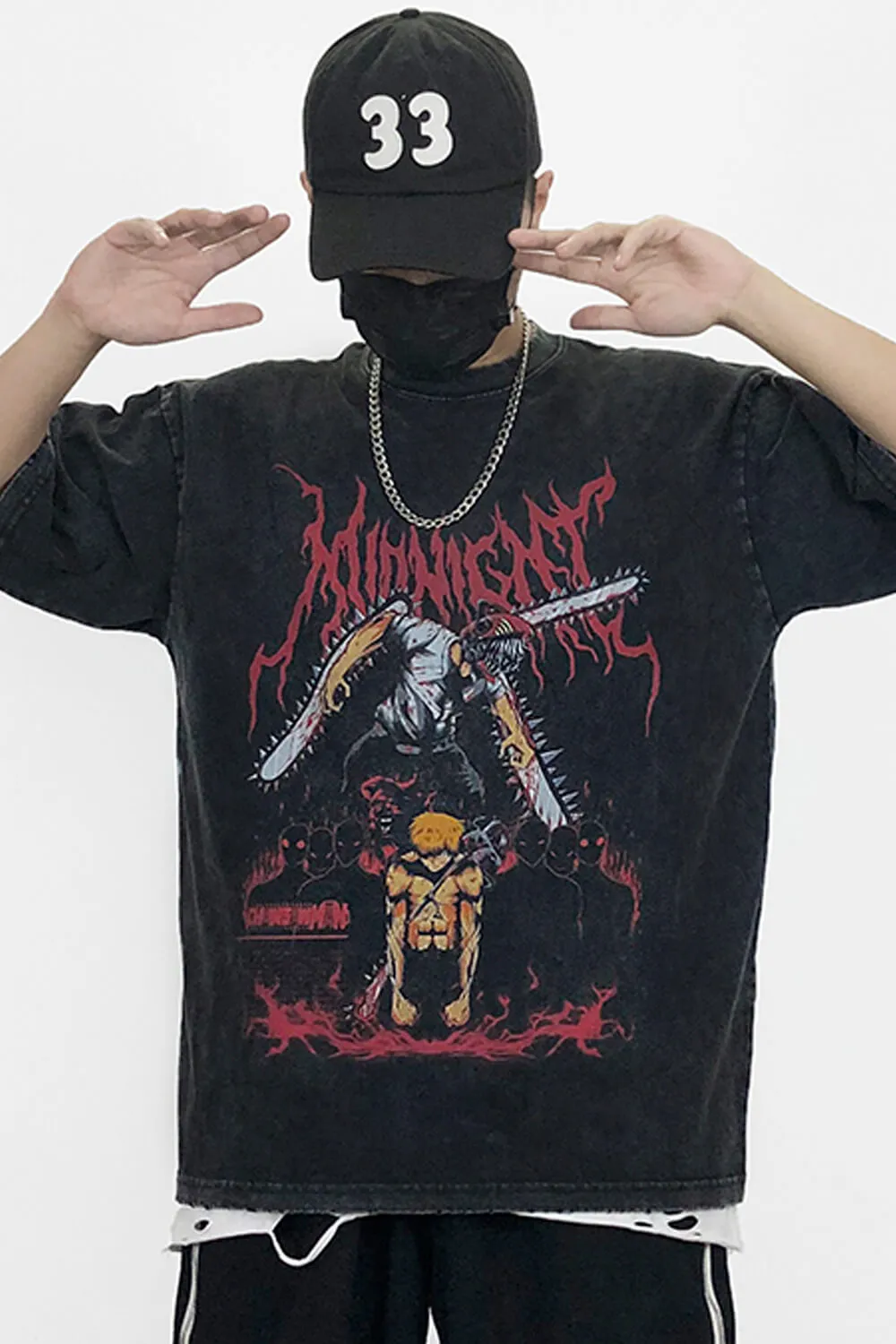 benpaolv Denji Devil Form Grunge T-Shirt Chainsaw Man