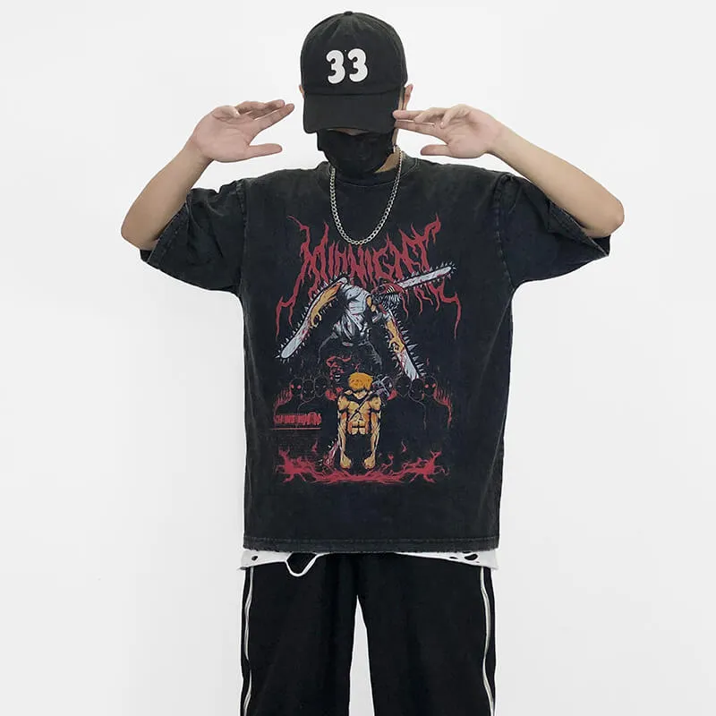 benpaolv Denji Devil Form Grunge T-Shirt Chainsaw Man