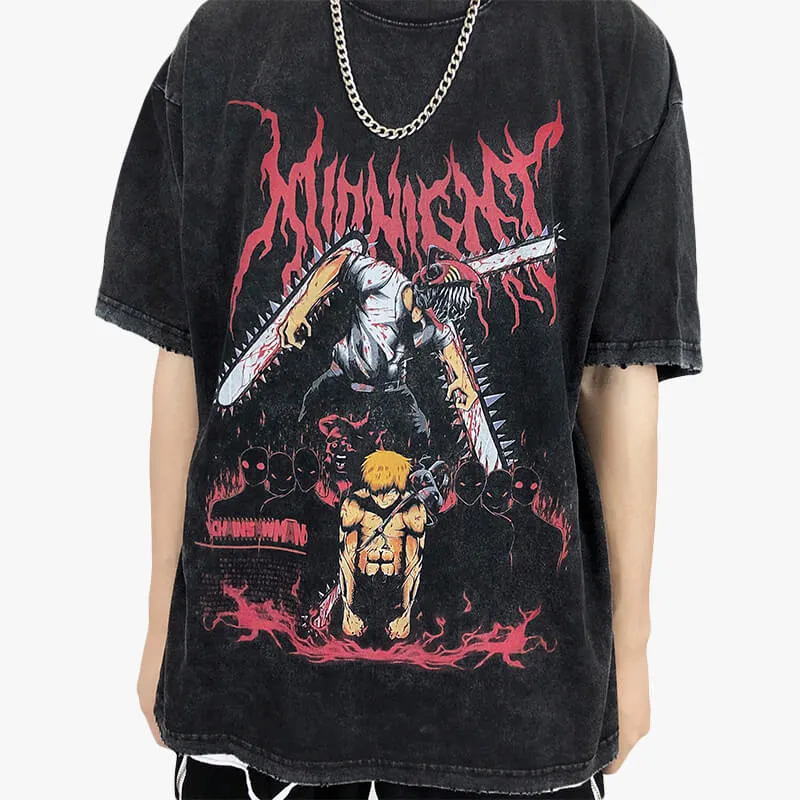 benpaolv Denji Devil Form Grunge T-Shirt Chainsaw Man