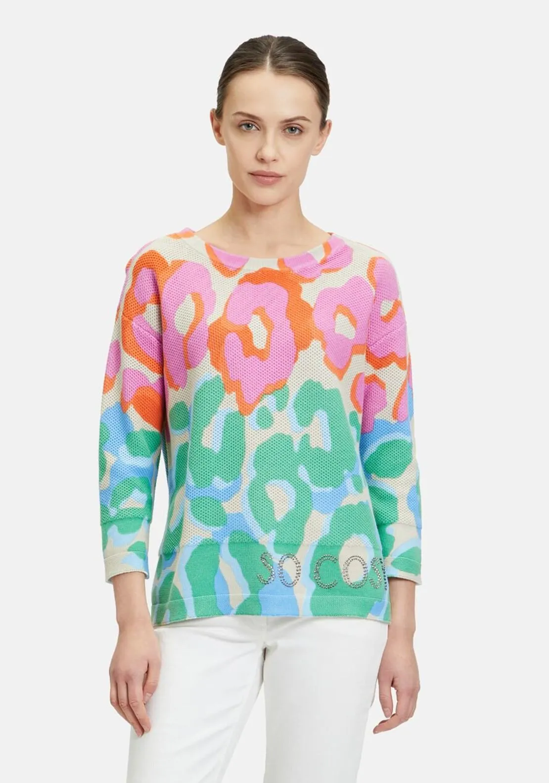Betty Barclay Leopard Rhinestone Knit Jumper, Multi-Coloured
