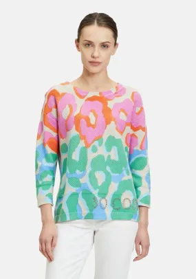 Betty Barclay Leopard Rhinestone Knit Jumper, Multi-Coloured