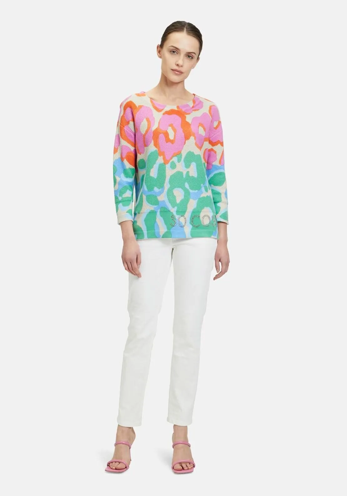Betty Barclay Leopard Rhinestone Knit Jumper, Multi-Coloured