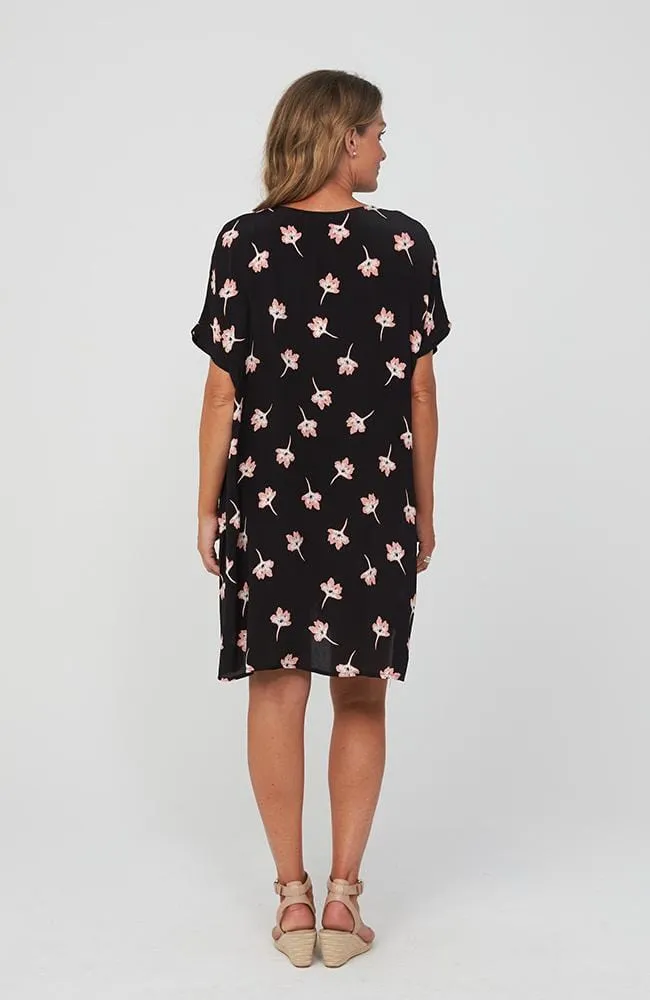 Black Print Clause Dress - Everly Dress