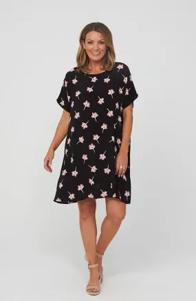 Black Print Clause Dress - Everly Dress