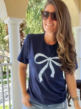 Blue Floral Bow T-Shirt