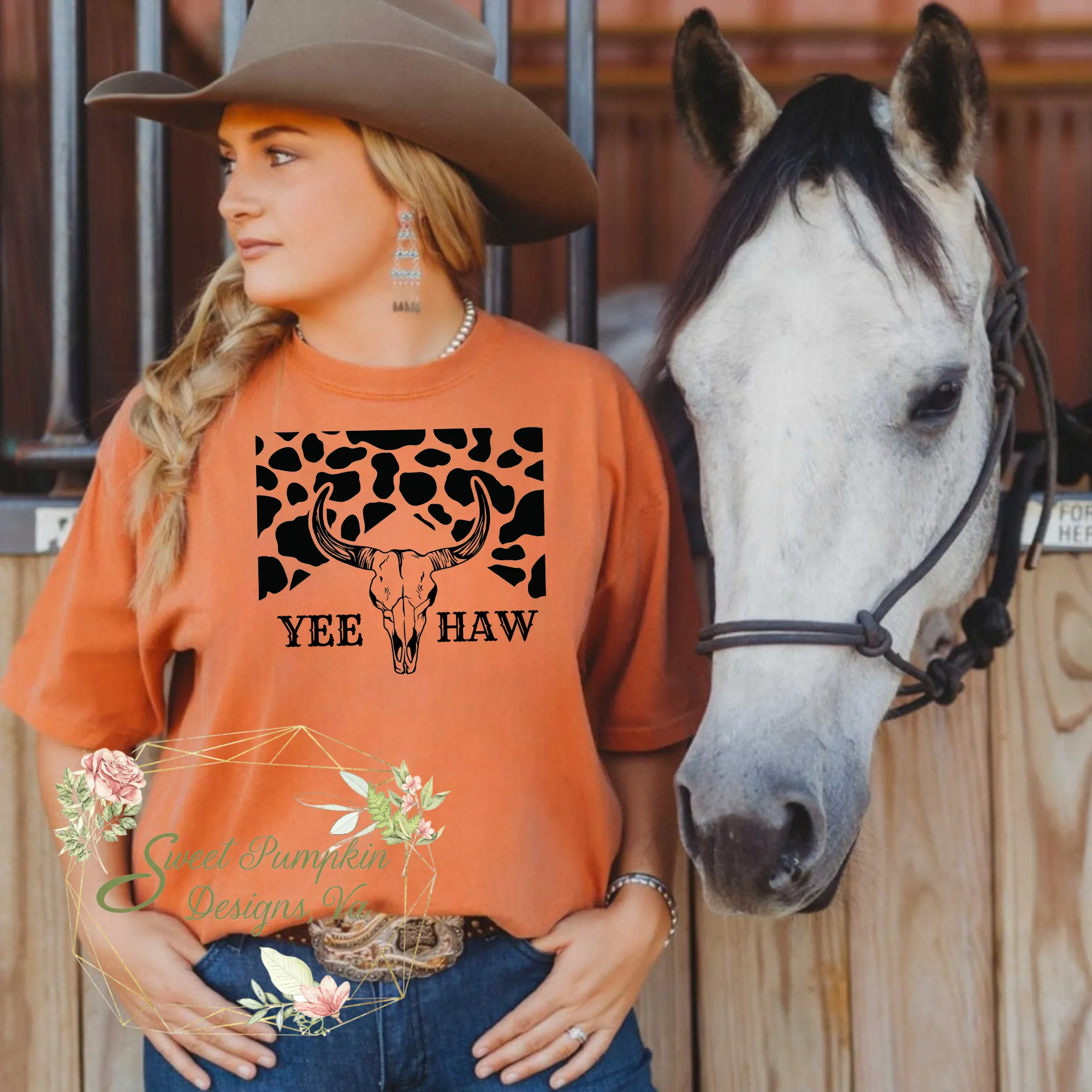 Boho Cow Skull Yee Haw Shirt