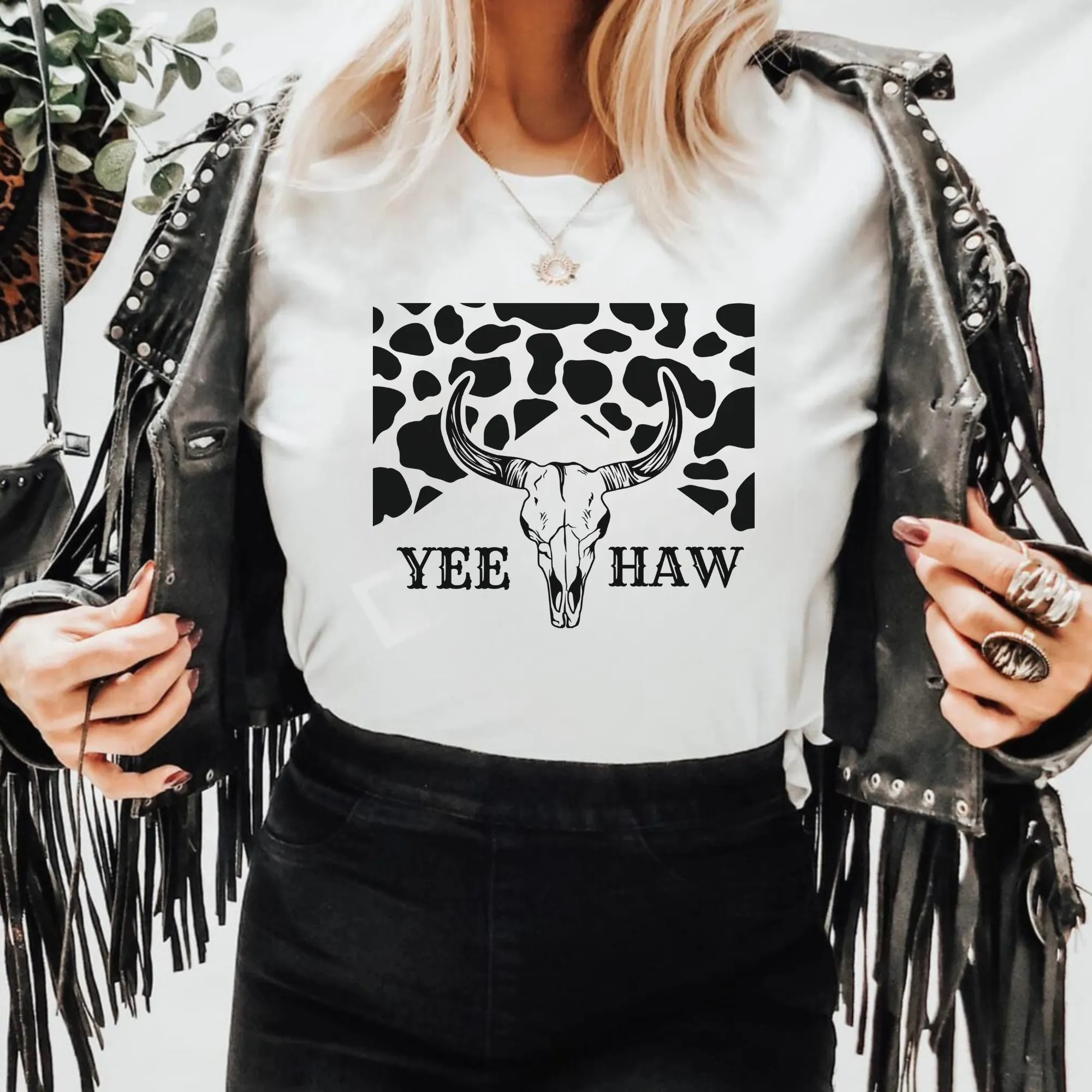 Boho Cow Skull Yee Haw Shirt