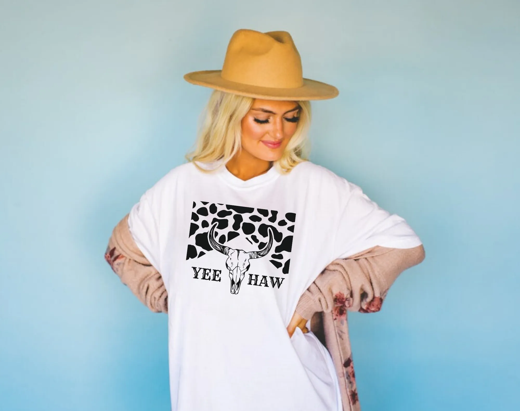 Boho Cow Skull Yee Haw Shirt