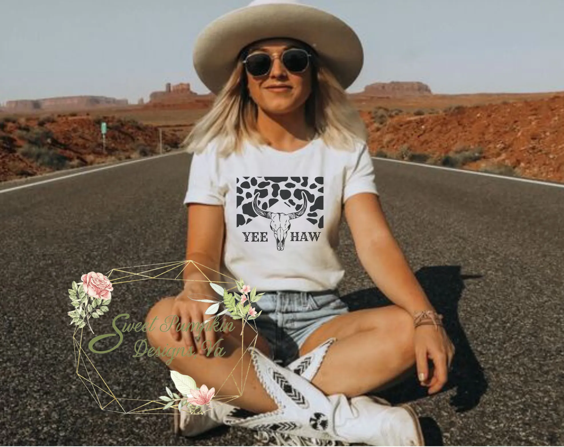 Boho Cow Skull Yee Haw Shirt