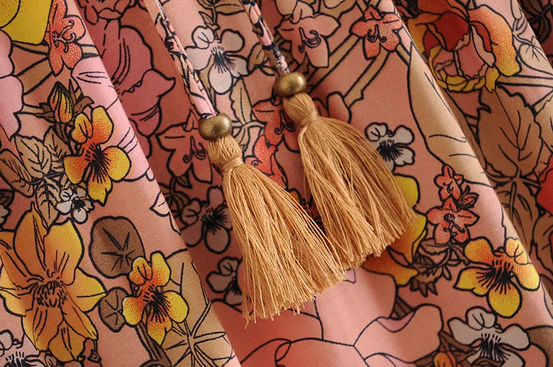 Boho Vintage floral print maxi skirt