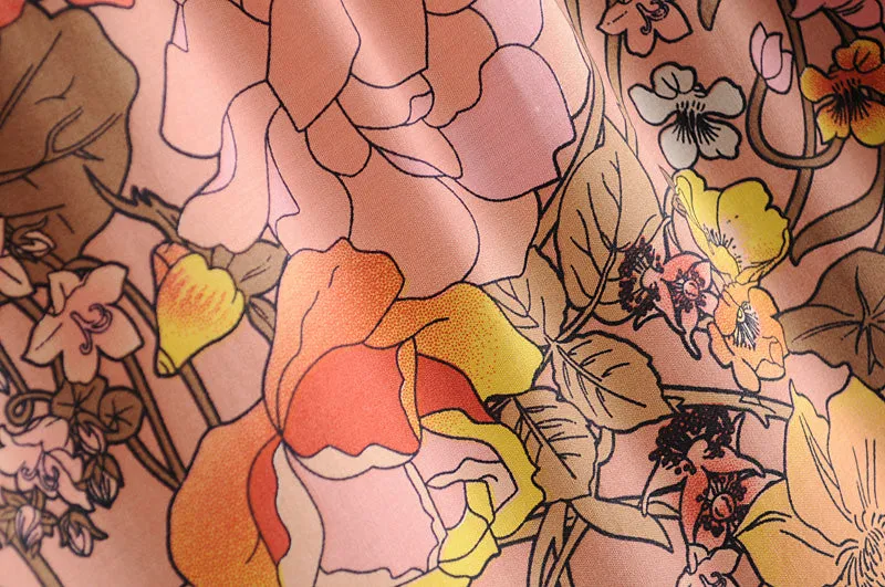 Boho Vintage floral print maxi skirt