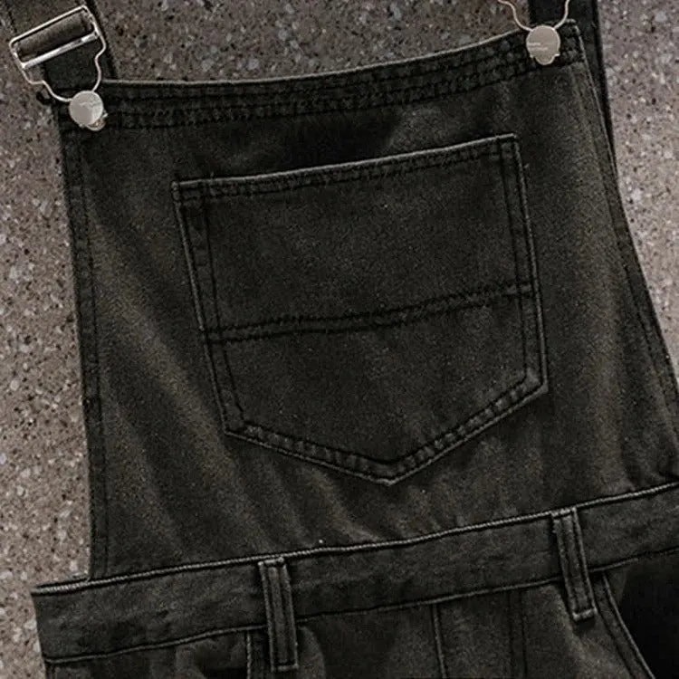 Bowknot Lapel Shirt Ripped Denim Overalls Pants Two Piece Set