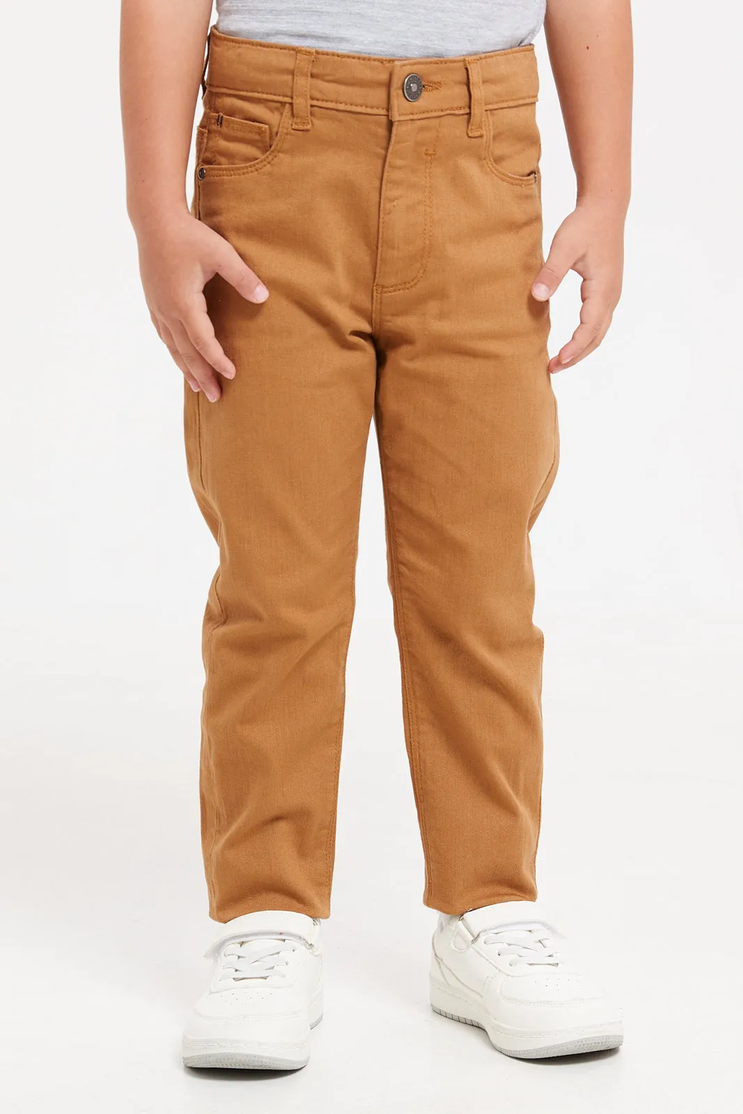 Boys Brown Slim Fit Jeans