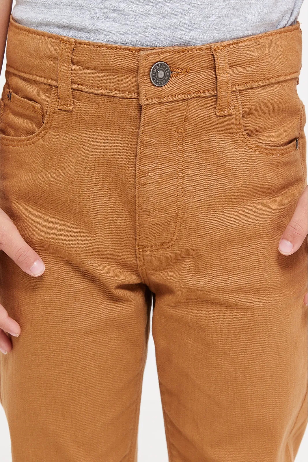 Boys Brown Slim Fit Jeans