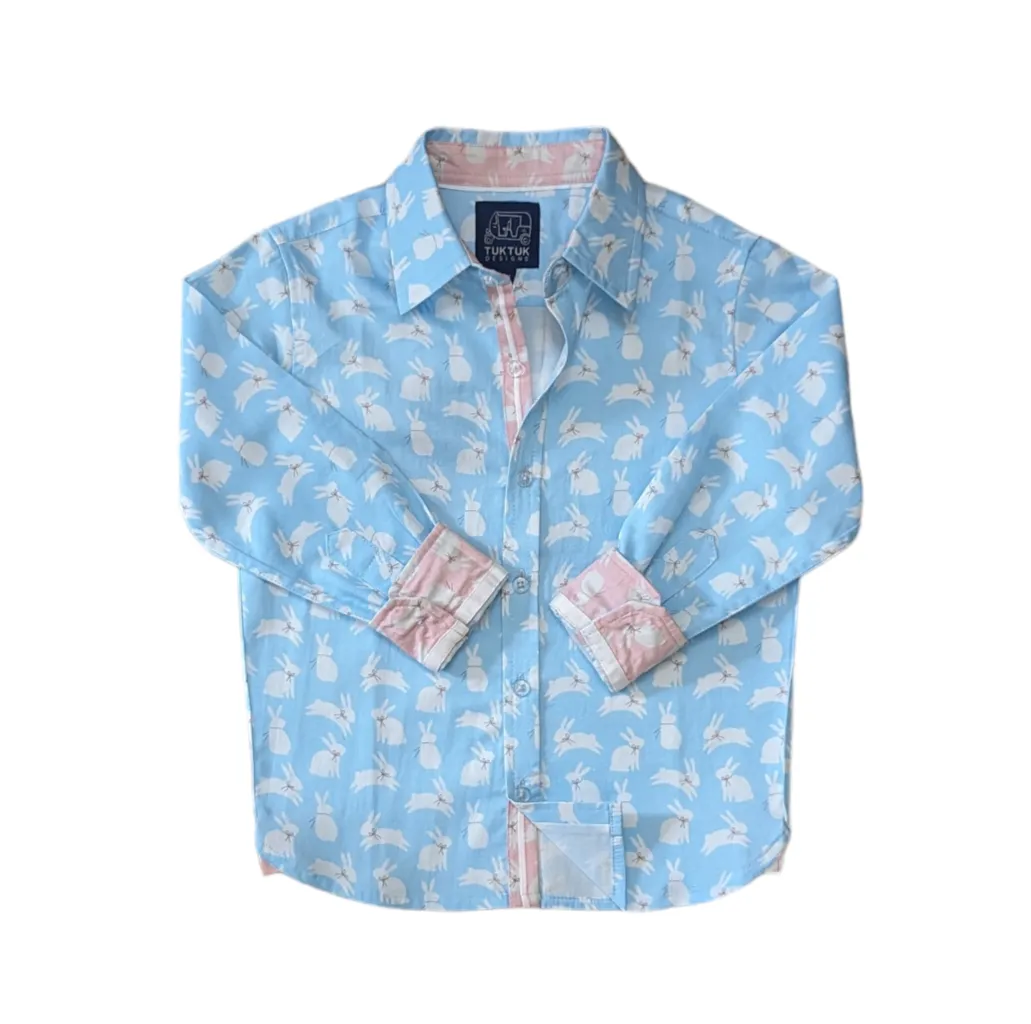 Bunnies in Blue Shirt in Long Sleeves