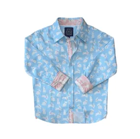 Bunnies in Blue Shirt in Long Sleeves