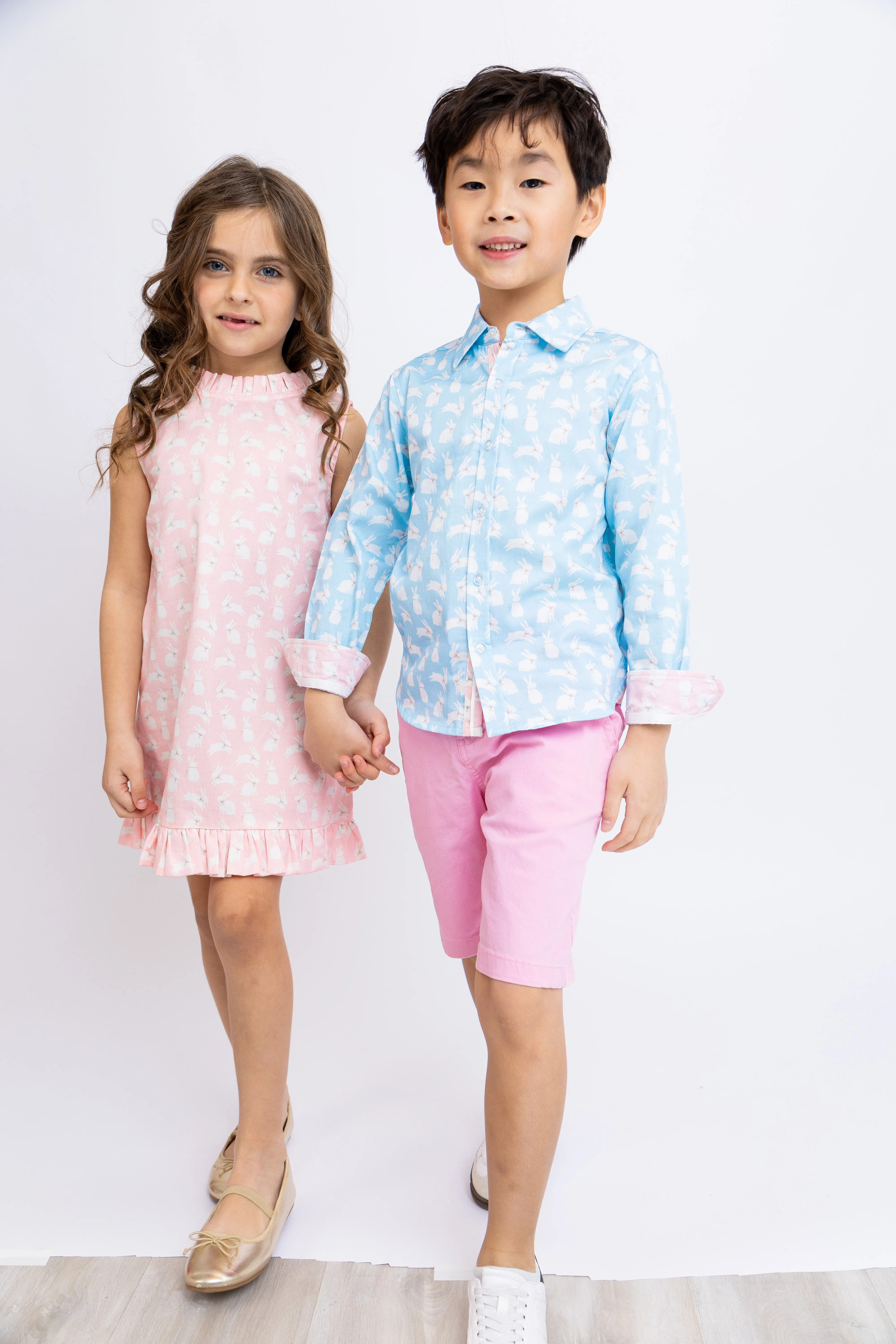 Bunnies in Blue Shirt in Long Sleeves