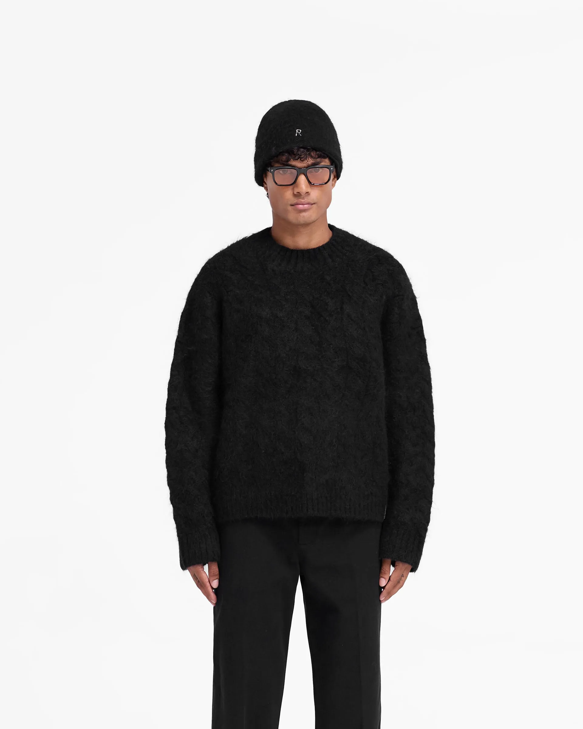 Cable Knit Sweater - Jet Black