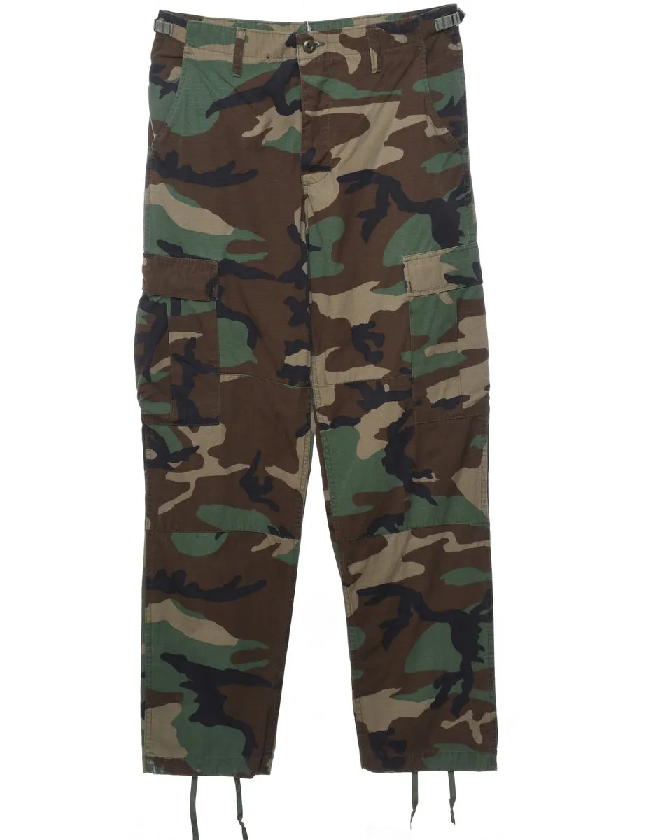 Camouflage Print Y2K Cargo Trousers - W34 L32