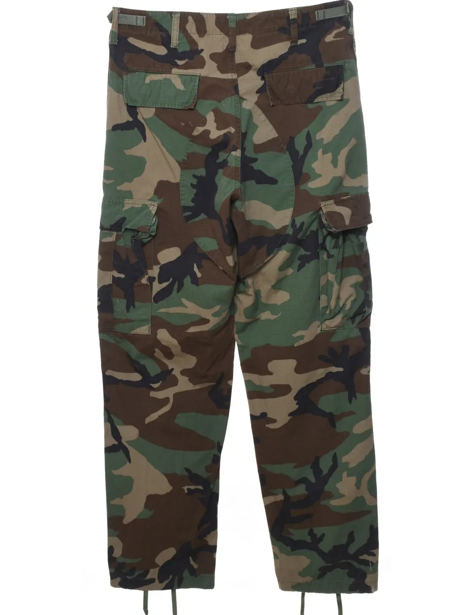 Camouflage Print Y2K Cargo Trousers - W34 L32