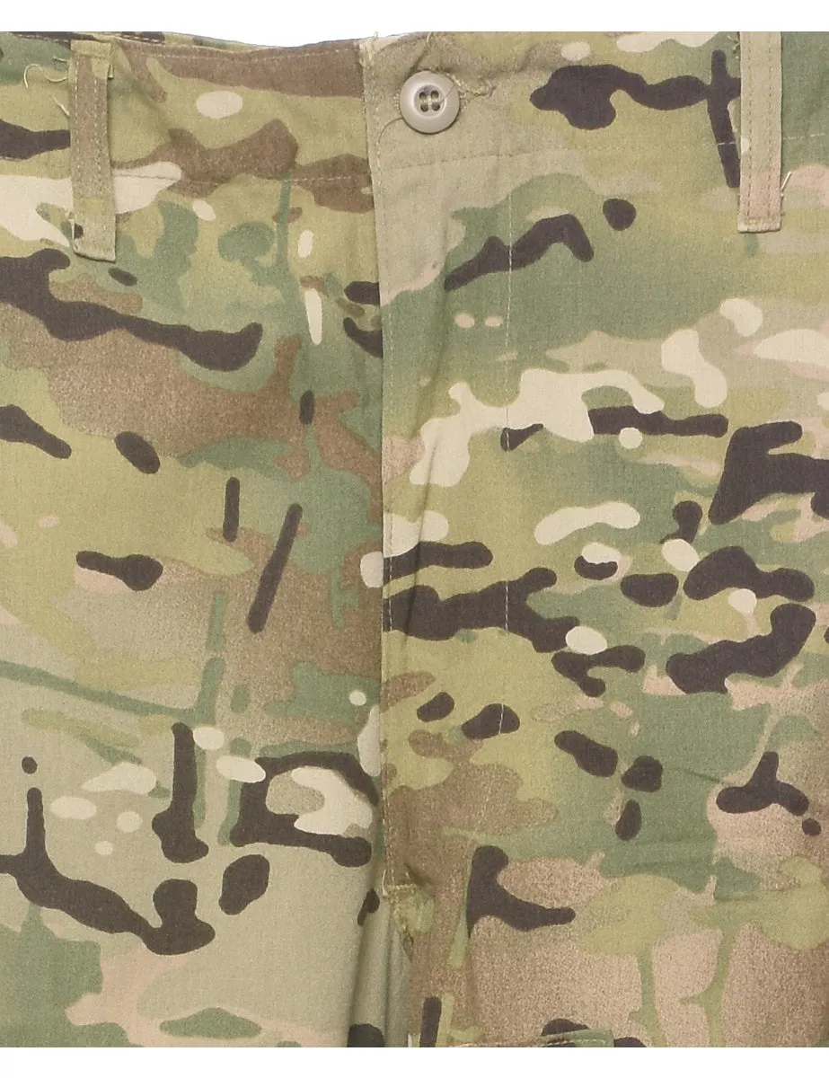 Camouflage Print Y2K Cargo Trousers - W37 L31
