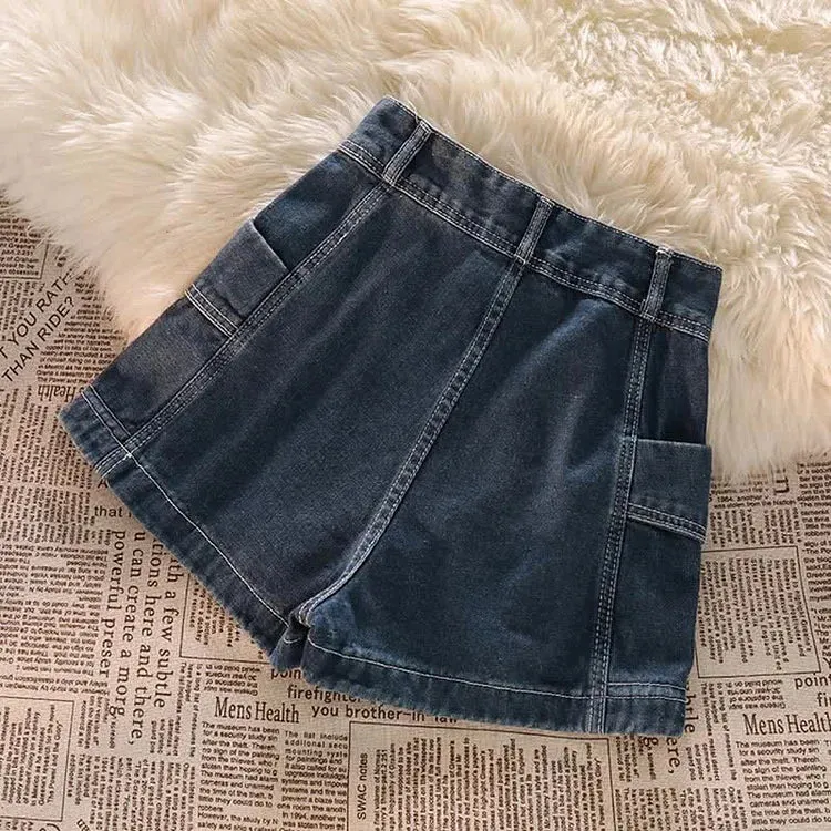 Cartoon Tiger Embroidery Crop Top T-Shirt High Waist Denim Shorts