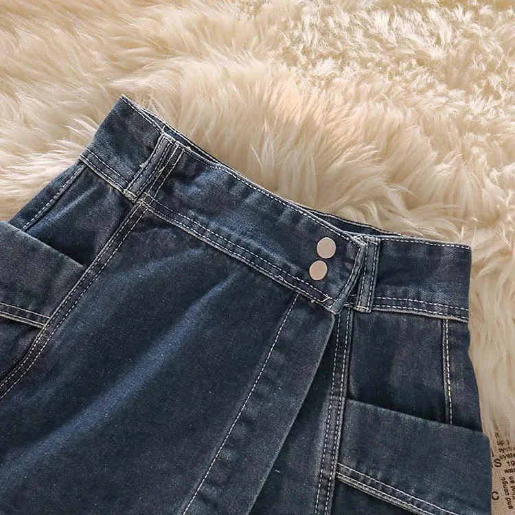 Cartoon Tiger Embroidery Crop Top T-Shirt High Waist Denim Shorts