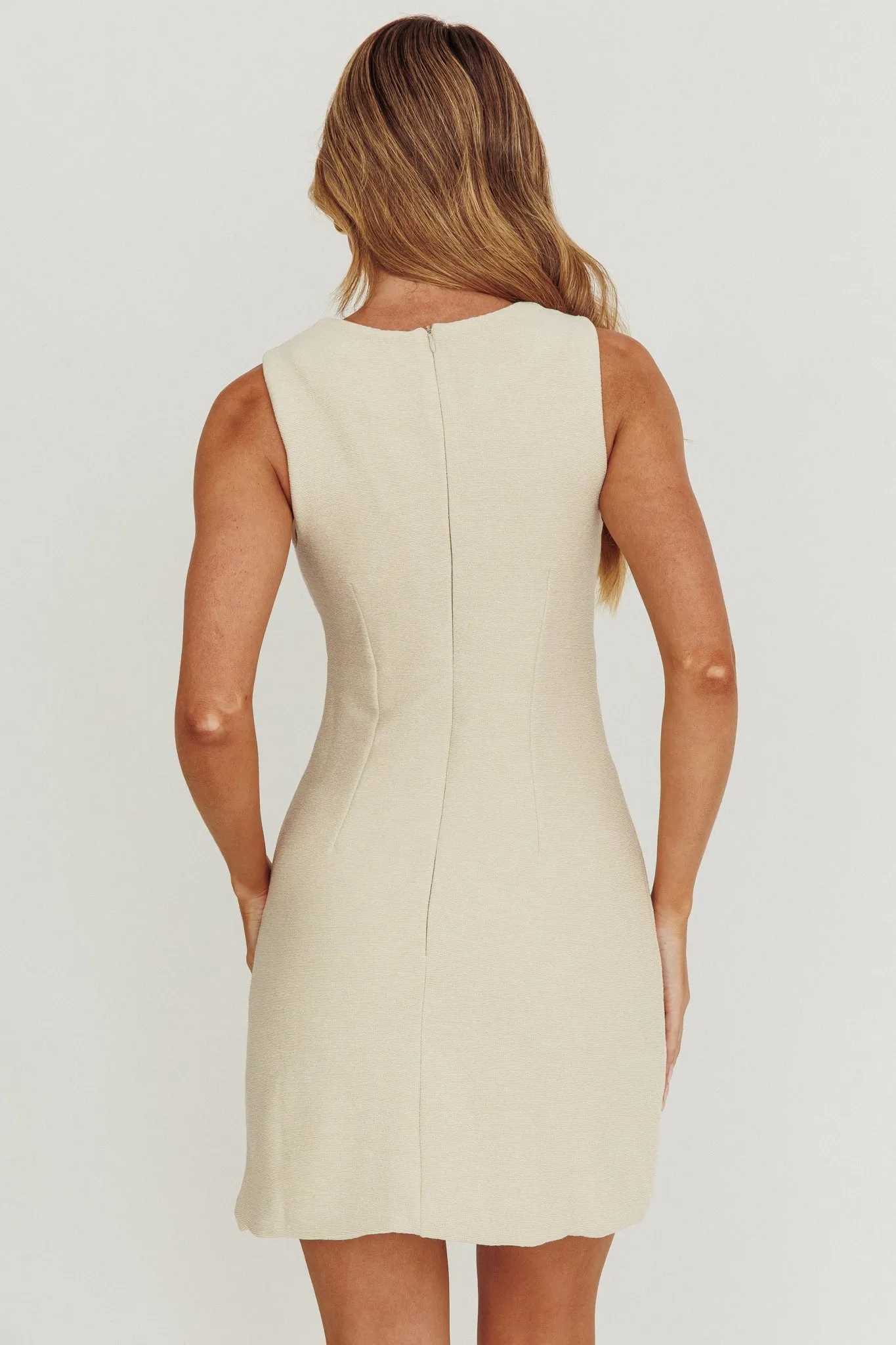 Celina Buttoned Knit Mini Dress Oat
