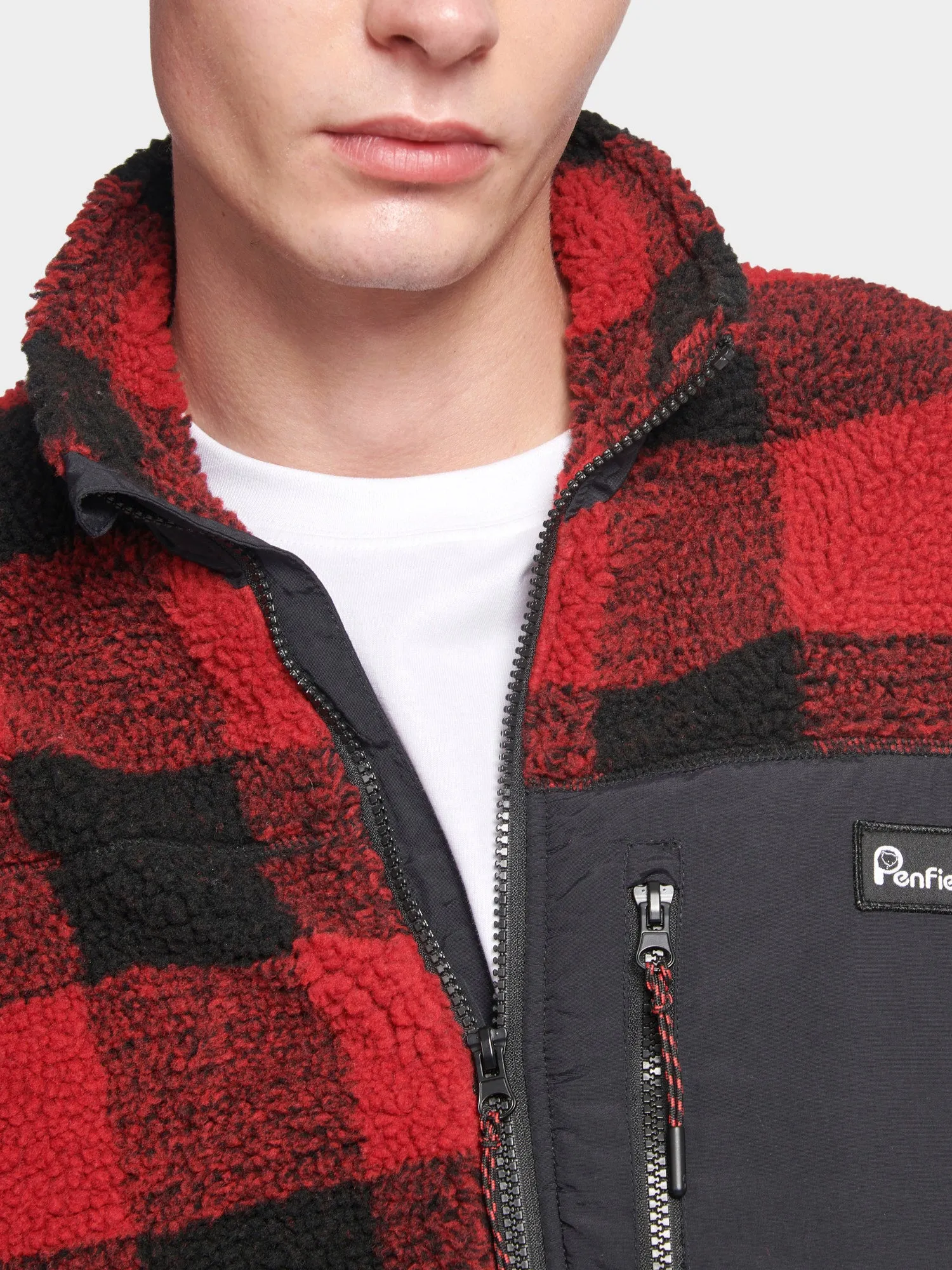 Checked Mattawa Borg Fleece Jacket in Black