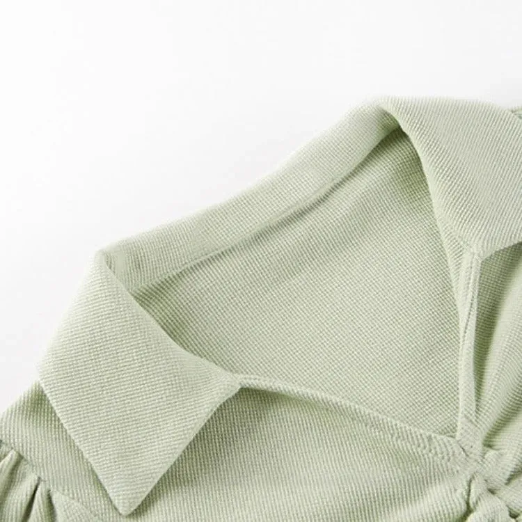 Chic Drawstring Crop Shirt Casual Pants Two Piece Set