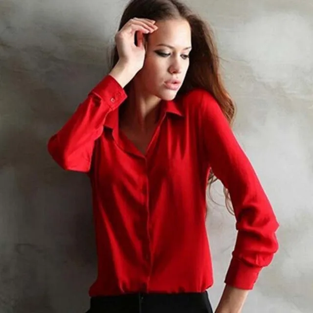 Chiffon Blouse Long Sleeve Shirt