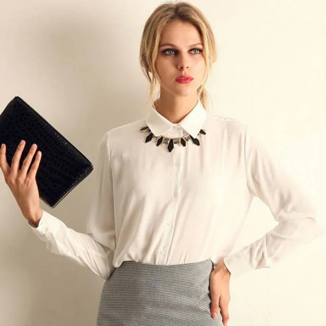 Chiffon Blouse Long Sleeve Shirt